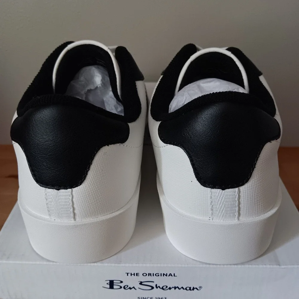 Ben Sherman Richmond Sneakers Mens Size 7D White Black New Low Top BSMRICHL-135